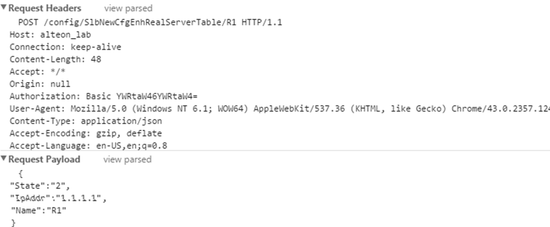 Alteon support in for CORS (Cross Origin Resource Sharing) on the REST API